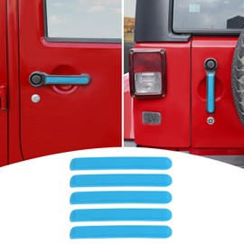 PDKLIN - Funda para Jeep JK para puerta trasera y puerta trasera para Jeep Wrangler JK JKU 2007-2017 4DR azul claro accesorios exteriores 5 piezas
