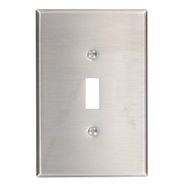 Leviton 1-Gang Toggle Switch Wallplate, Oversized, Non-Magnetic Stainless Steel, 84101-40