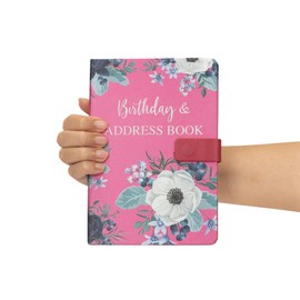 Pink Flower A to Z Telephone Address Book A-Z Index Hardcover with Pen A5 Address Book Home Office Work Pink