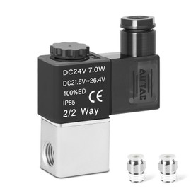 Solenoid Valve, 1/4'' NPT Pneumatic AirTAC 2V025-08 24V 2 Position 2 Way Normally Closed Electric Air Valve Junction Box