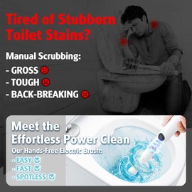 AIR U+ Hands-Free Electric Toilet Brush for Seniors & Busy Households, 300 RPM Scrubbing with Holder Set - No Bending, Effortless Clean