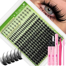 Manga Lash Clusters Kit Eyelash Clusters with Bottom Lashes 8-16mm Spiky Individual Lashes Volume Anime Cluster Eyelash Extensions with Bond & Seal, Tweezers and Brush DIY at Home