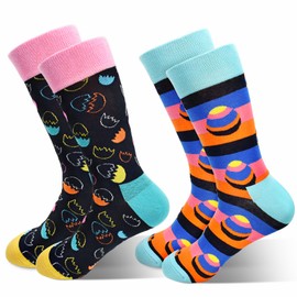 Tphon Easter Socks for Women, 2 pairs Novelty Rabbit Colored Eggs, Cute Colorful Easter Socks Set Gifts for Adult Men