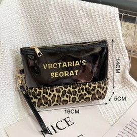 BSITSSS Clear Makeup Bag, Leopard Print Cosmetic Bags,Transparent Toiletry Bag Make Up Pouch with Zippers for Travel Toiletries Holiday Women Girls