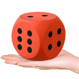 Shappy 3 Inches Foam Dice Fun Filled Large Educational Toy Kawaii Giant Decorative Eva Foam Jumbo Dice Big Square Building Blocks for Board Game Nights Learning Sessions(Orange,1 Pc)