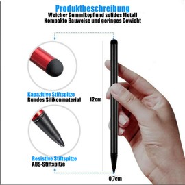 Leloco 3 Stück Tablet Stift für Alle Tablets 2 in 1 Universelles kapazitives Tablet Touchscreen-Stift kompatibel mit allen kapazitiven Touchscreen-Geräten, Handy, Tablet Verwendungszweck