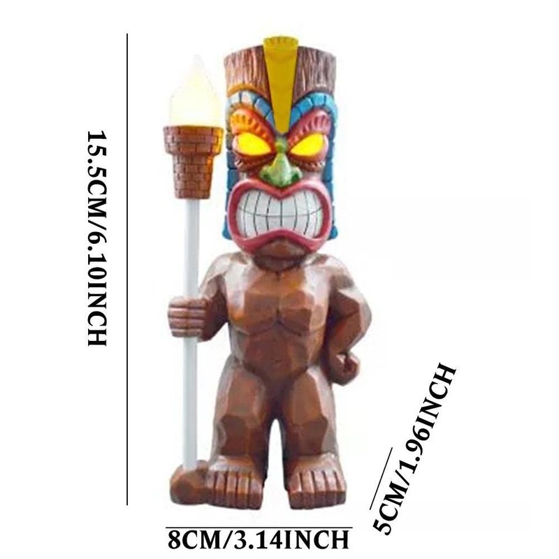 Yusat Tiki Statue with Solar Light, Solar Lamp Tiki Totem