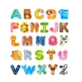 VOANZO Educational Fridge Magnets Cartoon Animal Alphabet Numbers Fun Learning Tool Colorful Alphabet Letters Animal Illustrations for Home School