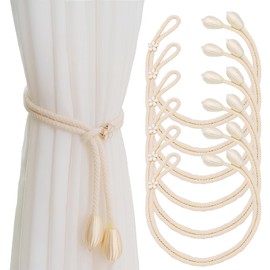 Pack of 6 Curtain Tiebacks, Hand Knitted Curtain Tieback, Curtain Rope, Cotton Curtain Rope Tieback, for Home, Office, Living Room, Bedroom