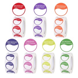 Taicols Days of The Week Stickers All 7 Days Included 500 Labels Per Roll 3500Pcs Day Dots Food Labels Circular Full Week Food Labels Day Dots Food Labels Stickers