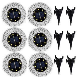 Morvat LED Auto Solar Powered Outdoor Path Lights with Watertight Lens for Garden Yard & Pathway, Bright Waterproof Landscape & Patio Lighting, Dusk to Dawn (Ground - Grey)