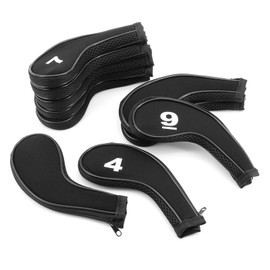 Yuhtech Golf Head Cover, Pack of 10 Iron Headcovers Golf Iron Covers with Zip Golf Accessories