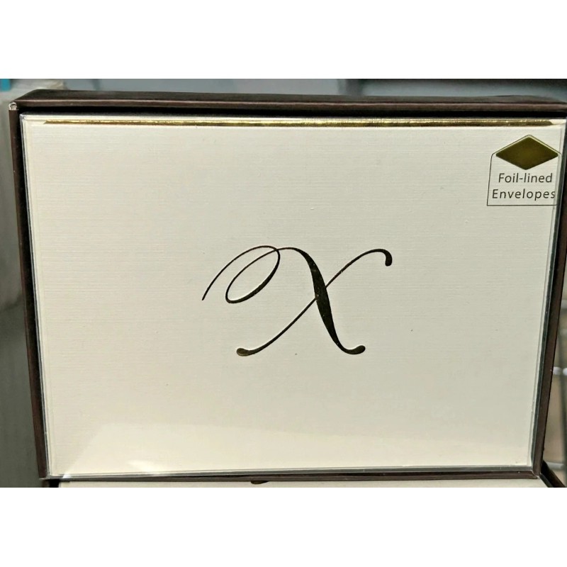 Designer Greetings Monogram "X" Boxed Notecards W/Gold Foil Envelopes 10