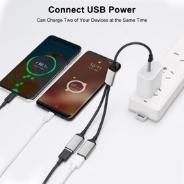 AIYEEN USB C Male to 2 USB Female Splitter Cable Adapter, Dual USB-A Port Hub for Data Transfer/Charging, Extra Extender Data Split Power Cord Extension for Car/Laptop/Mac/PC (Silver)