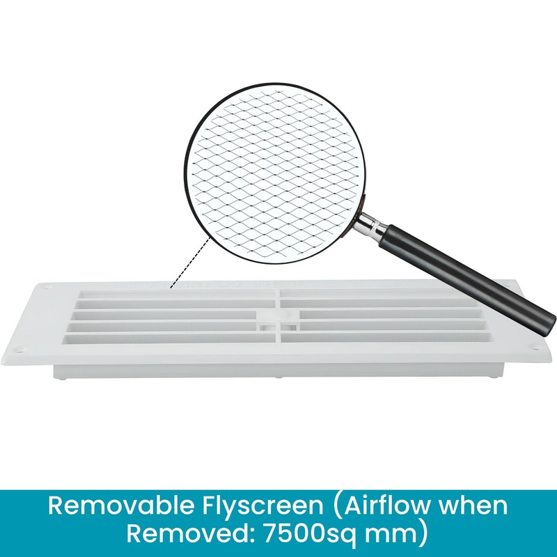 Map White Louvre Vent 229mm x 76mm (9"x3") with Detachable