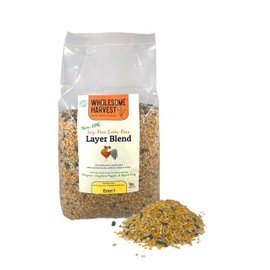 Wholesome Harvest Non-GMO Soy and Corn Free Whole Grain Layer Blend 16% - Chicken Feed for Laying Hens and Ducks - Includes Essential Oils, Herbs, Oyster Shells, Vital Minerals, and Omega 3, 10 lb