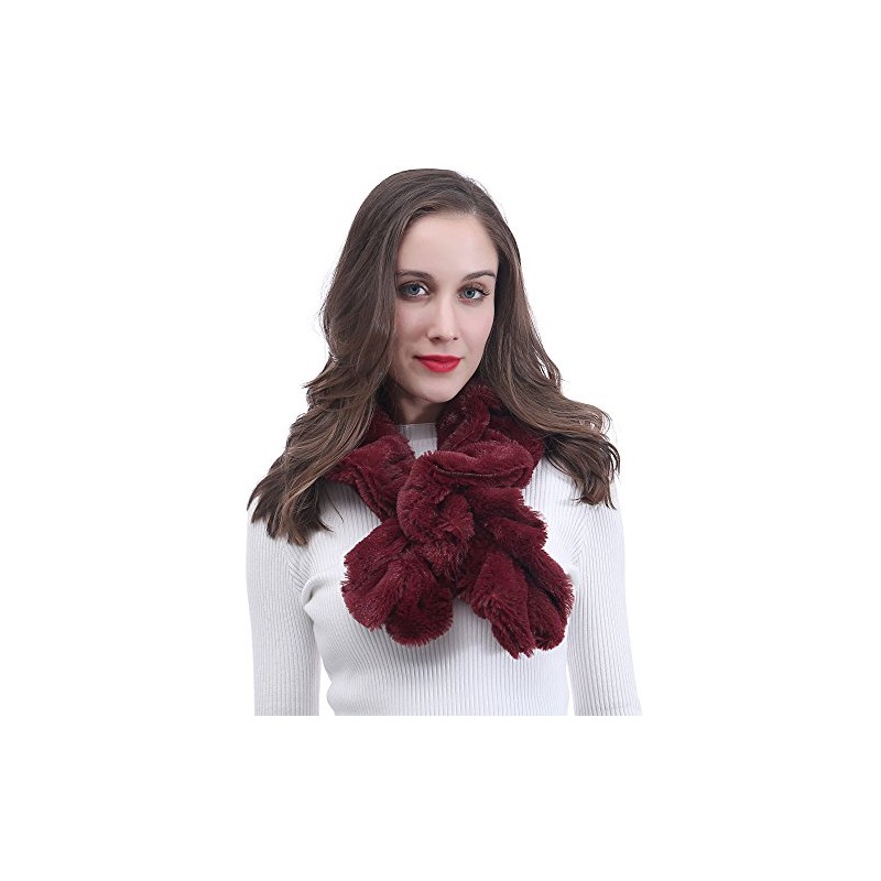 Lina & Lily Elastic Ruffle Faux Fur Women's Winter Pull-through