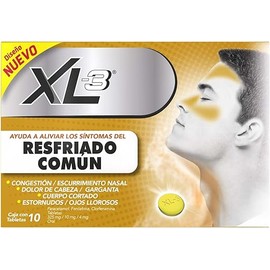 XL-3 - Antigripal. Ayuda a aliviar los síntomas del resfriado común como congestión nasal, dolor de cabeza, cuerpo cortado y ojos llorosos. Caja con 10 tabletas.