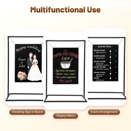 Modern Wedding Welcome Sign Stand with 19.68 * 27.55in Chalkboard for Indoor Outdoor Decor, Sign Board Menus Display Stand for Wedding Events Parties