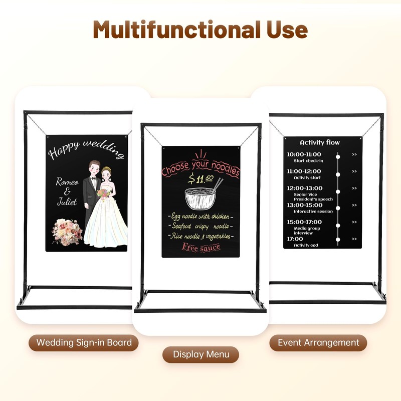 Modern Wedding Welcome Sign Stand with 19.68 * 27.55in Chalkboard