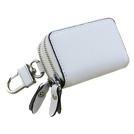 Berfi Life Car Key Case Genuine Leather, Car Keychain Holder Metal Hook and Keyring Zipper, 2 Sides Pocket Car Key Fob Holder for Women