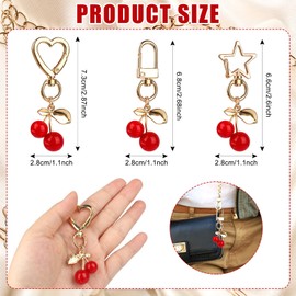 3Pcs Keychain Cherry Bag Charms Purse,Cute Key Chains Women,Car Cherry Accessories keyrings Gifts for Women Christmas Valentine Bag Birthday,Durable Resin Cherry&Zinc Alloy Chain Fashion enthusiasts