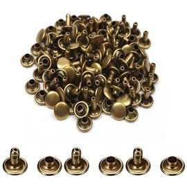200 Pcs Leather Rivets, Bronze Metal Double Cap Rivets Snaps Studs for Clothes Shoes Handbag Belts Crafting Repairs, 12mm x 10mm