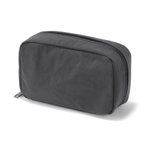 MUJI 84473920 Wrinkle Nylon Large Opening Pouch, Dark Gray, M