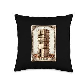 The Tower Pizza Boxes Tarot Card Funny Pizza Throw Pillow