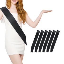 6 Pcs Sash Blank Satin Sash Party Decorations Black Sash Blank Sash Plain Sash Birthday Sash Sashes for Birthday, Wedding, Graduation, DIY, Beauty Pageant, Hen Party, Homecoming, Make Your Own Sash