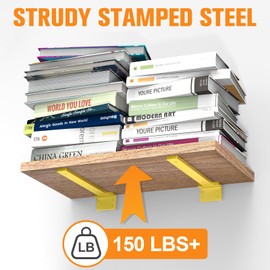 Floating Shelf Bracket 8inch 8 Pack L Brackets for Shelves Gold Metal Heavy Duty Shelf Brackets for DIY Decorative with Mounting Hardware