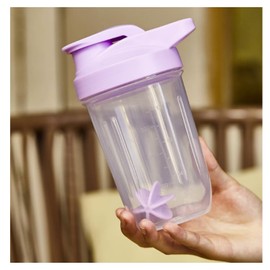 CHNLML Protein Shaker Bottle 400ML/16Oz w. Shaker Ball for Protein Shake, Shaker Bottle with Mixing Ball, Leak-Proof, BPA-Free, for Gym, Workout, Juice Mixer (Purple/Clear, 16Oz-400ML-1Bottle)