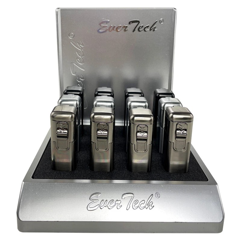 Cuboid Shaped Quad Flame Cigar Torch Lighter Adjustable Refillable Gunmetal