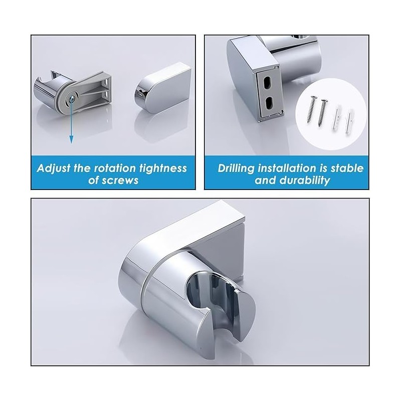 BRIOTA Shower Head Holder, 360° Adjustable Angle Shower Bracket, Shower