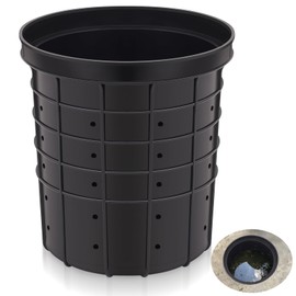 Memorywuu Perforated Sump Basin Perforated Sump Pump Bucket with 40 Drilled Holes for Crawl Spaces, Yards, Patios and Driveways(Black,13 x 11.4 x 15 Inch)