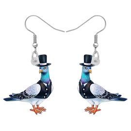 WEVENI Acrylic Green Pigeon Bird Earrings Bird Dangle Drop Jewelry For Women Charm Gifts, Acrylic, No Gemstone