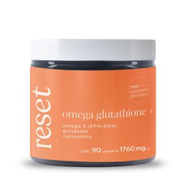 RESET WELLNESS | OMEGA GLUTATHIONE + Omega 3 (EPA+ DHA), Glutatión y Curcumina 90 cápsulas de 1,760 mg