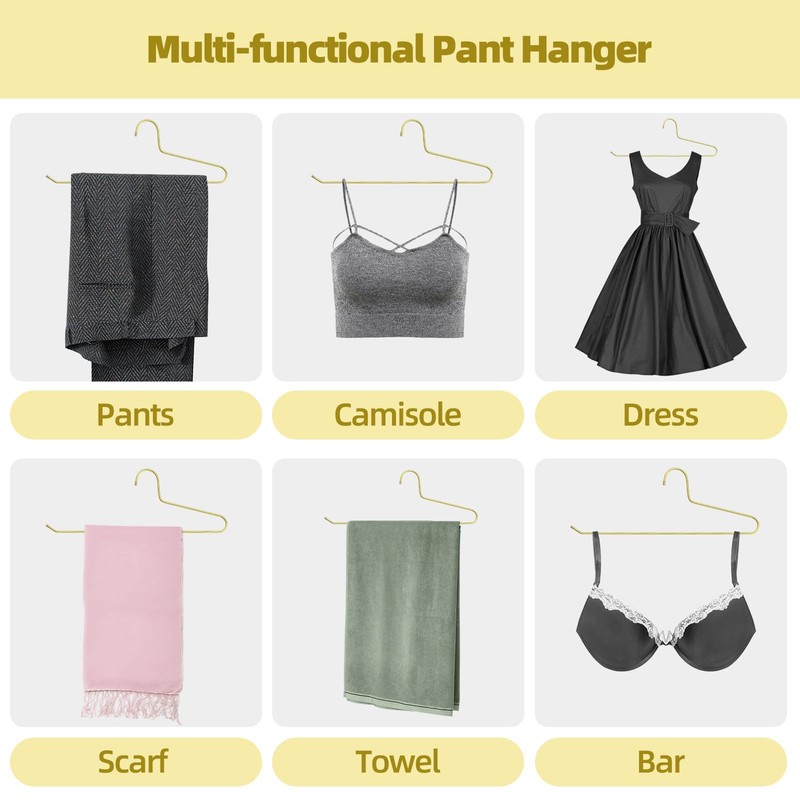 SPECILITE 30 Pack Open Ended Metal Gold Pants Hangers for