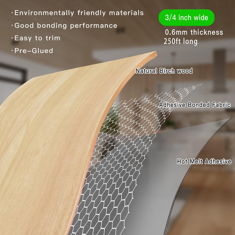 YANYE Birch Edge Banding, 3/4 inch x 250ft roll of