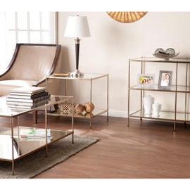 SEI Furniture Knox Glam Mirrored 2-Tier, Coffee Table, Gold, 42.25"W X 24"D X 19"H
