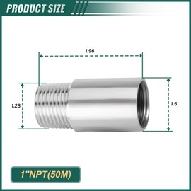 GORAGUCHI 2PCS Stainless Pipe Fittings, 2" Length Nipple Cast Pipe, 1" NPT Male x 1" NPT Female