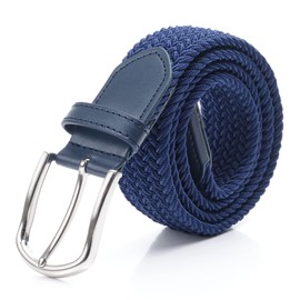DWOY Elastic Braided Stretch Belt for Men and Women Elastic Fabric Woven Braided Trouser Belts (Navy Blue, L - XL)