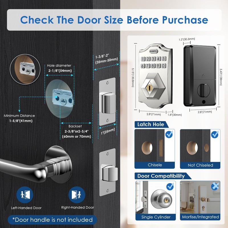 KANFOX KS3 Keyless Entry Door Lock Deadbolt with Keypad,Smart Locks