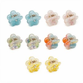 Small Hair Clips, Acetic Acid Flower Mini Claw Jaw Clips,No-Slip Cute Tiny Buns Clip,Pining Bangs,Strong Grip, Classic Clamp Clips Gift for Girl Women Thin Thick Hair Styling (10 PCS Colorful)