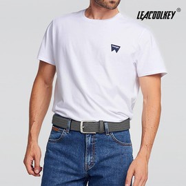 LEACOOLKEY 2 Pack Men’s Braided Elastic Belts Casual Stretch Woven Golf Belts for Jeans Pants， Black+Grey with silver buckle 1.18" wide