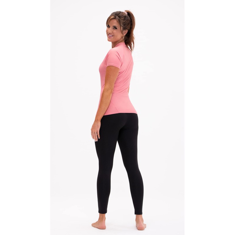 DEVOPS Women's Compression Workout Athletic Shirts (Medium, Black/Pink/White)