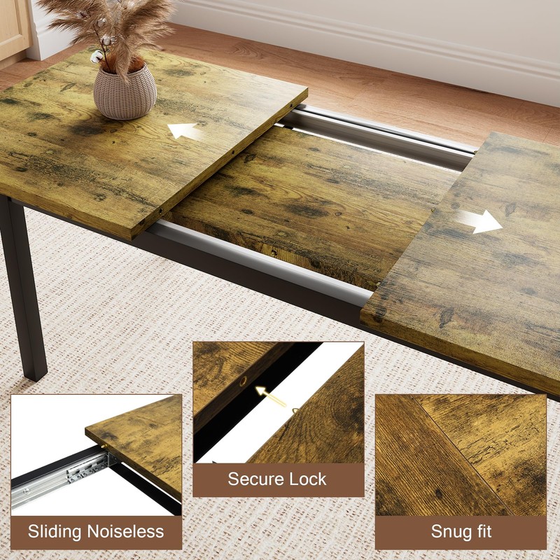 Einhomn 5 Piece Dining Table Set for 4-6, 63" Extendable