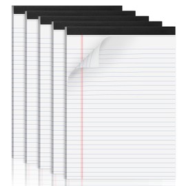 sitarcmin Legal Pads A4, 5 Pack White Notepads A4 30 Sheets/60 Double-Sided Pages Per Writing Pad, Lined Pad College Ruled 0.8mm, Perforated Tear-Off Note Pads for School Office Home (29.2 x 21cm)