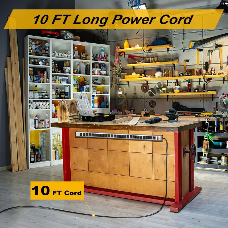 Long Power Strip 24-outlet ETL Certified Heavy Duty Metal Power