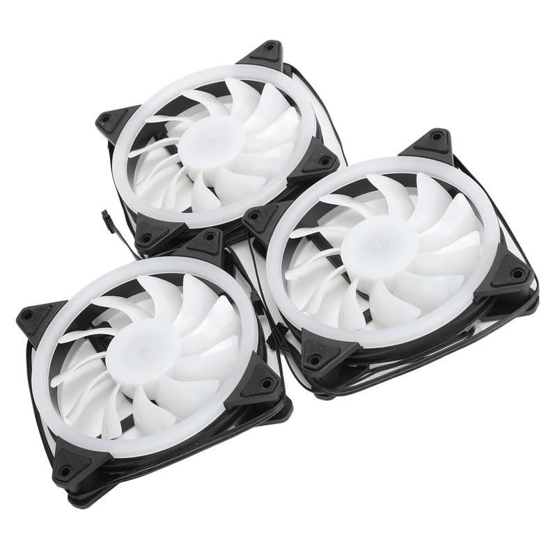 3Pcs Computer Chassis Cooling Fan Mute 6‑Pin Dual RGB Lights